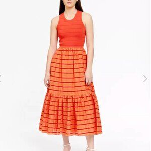 Tanya Taylor Camila Mixed Material Midi-Dress